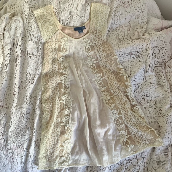 Anthropology cream lace baby doll top dress NWT - Picture 1 of 2